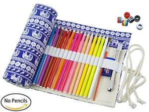 Cre-go Federmappe Schlamperrolle Mäppchen Bleistiftkasten für 48 farbige stifte (anmerkung:keine Farbstifte)-Retro elephant