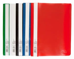 Idena 307863 - Schnellhefter A5, aus Kunststoff, 10 Stück, 5 Farben, 2 x blau/weiß/gelb/grün/rot